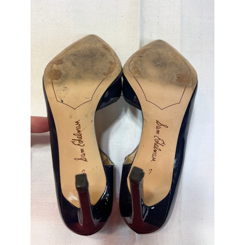 Sam Edelman Nora Navy Blue Patent Leather Heels Size 7 - Picture 13 of 15